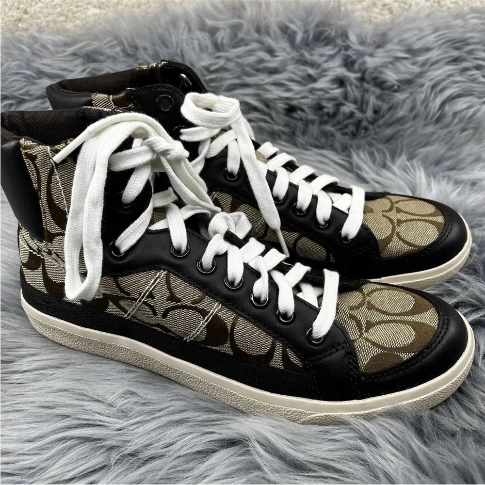 NWOT Vintage Y2K Coach Hightop Ellis signature sneakers womens size 7 shoes. - Picture 3 of 11